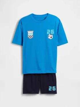 Çocuklar İçin Geri Dönüştürülmüş Oversized Futbol Pijama Şortlar Seti
