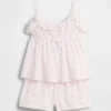 Çocuklar İçin Geri Dönüştürülmüş Pijama Fırfırlı Cami ve Şortlar Seti