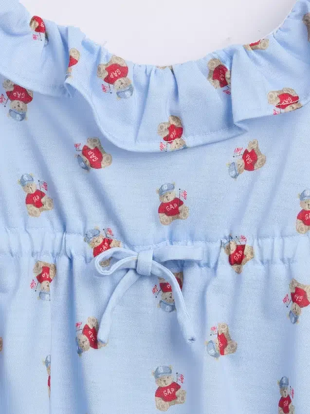 Çocuklar İçin Geri Dönüştürülmüş Pijama Fırfırlı Cami ve Şortlar Seti