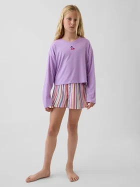 Çocuklar İçin Geri Dönüştürülmüş Pijama Şortlar Seti