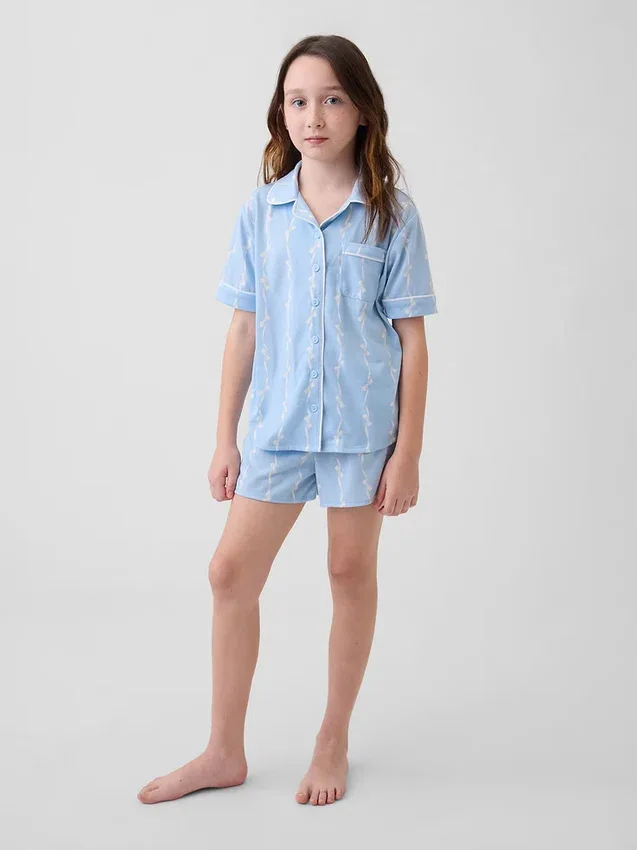 Çocuklar İçin Geri Dönüştürülmüş Pijama Şortlar Seti