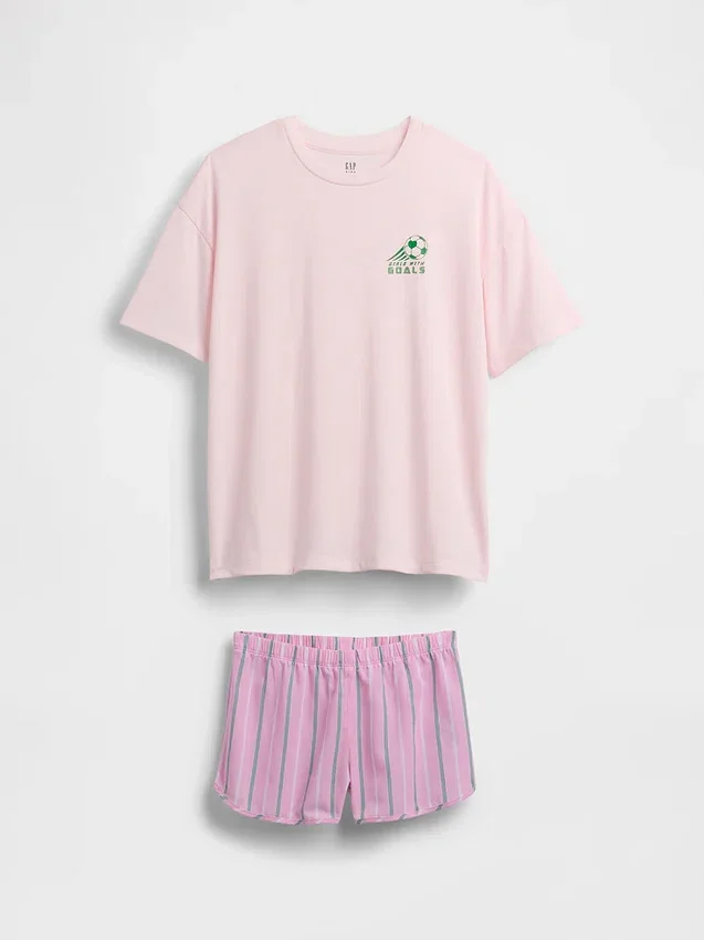 Çocuklar İçin Geri Dönüştürülmüş Pijama Şortlar Seti
