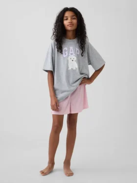 Çocuklar İçin Geri Dönüştürülmüş Pointelle Pijama Şortu