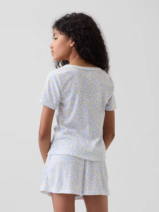Çocuklar İçin Geri Dönüştürülmüş Pointelle Pijama Şortu