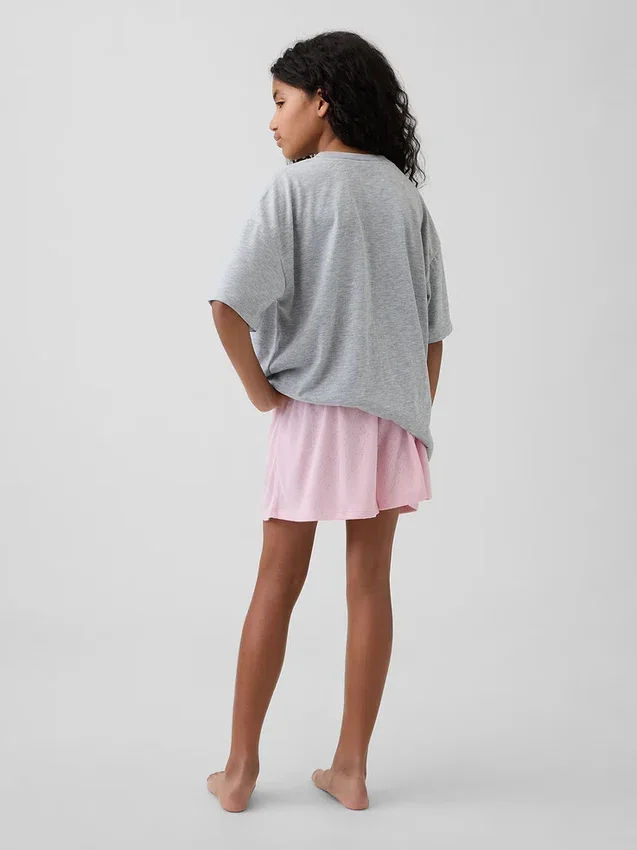 Çocuklar İçin Geri Dönüştürülmüş Pointelle Pijama Şortu