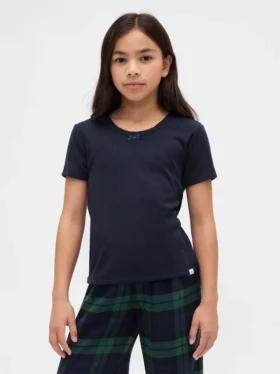 Çocuklar İçin Geri Dönüştürülmüş Pointelle Pijama Tişörtü