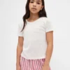 Çocuklar İçin Geri Dönüştürülmüş Pointelle Pijama Tişörtü