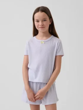 Çocuklar İçin Geri Dönüştürülmüş Pointelle Pijama Tişörtü
