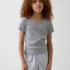 Çocuklar İçin Geri Dönüştürülmüş Pointelle Pijama Tişörtü