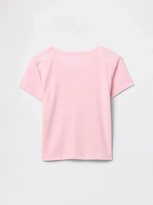 Çocuklar İçin Geri Dönüştürülmüş Pointelle Pijama Tişörtü