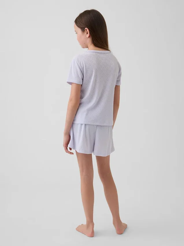 Çocuklar İçin Geri Dönüştürülmüş Pointelle Pijama Tişörtü