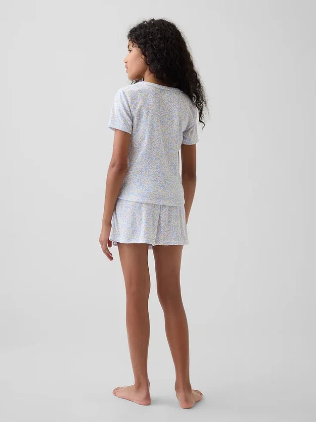 Çocuklar İçin Geri Dönüştürülmüş Pointelle Pijama Tişörtü