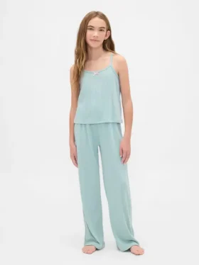 Çocuklar İçin Geri Dönüştürülmüş Pointelle Tank Pijama Seti