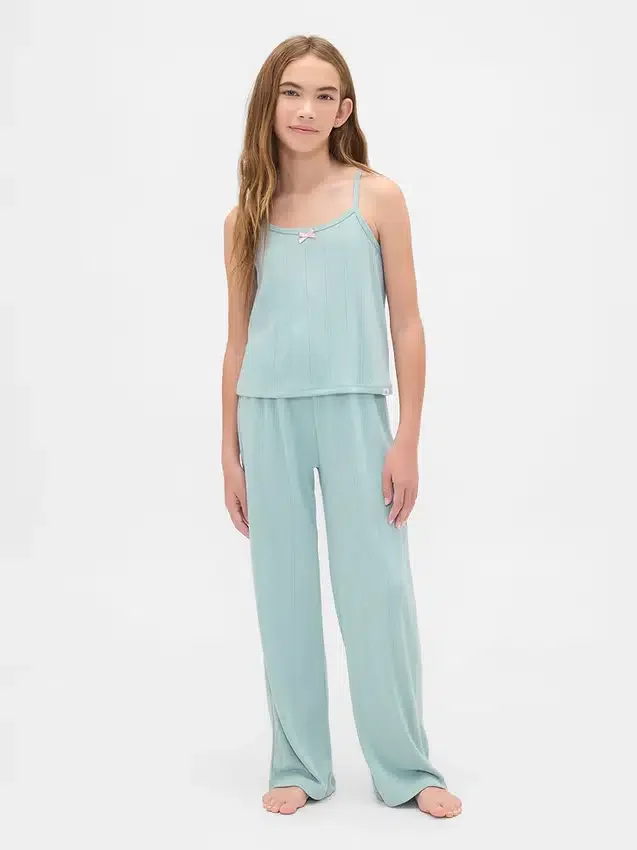 Çocuklar İçin Geri Dönüştürülmüş Pointelle Tank Pijama Seti