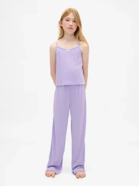 Çocuklar İçin Geri Dönüştürülmüş Pointelle Tank Pijama Seti