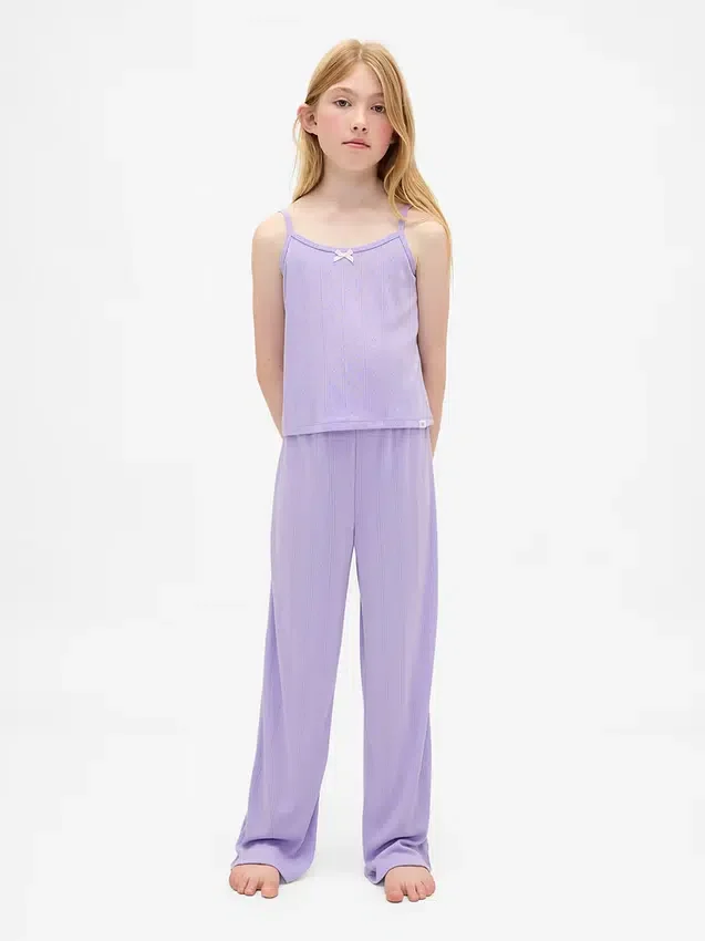 Çocuklar İçin Geri Dönüştürülmüş Pointelle Tank Pijama Seti