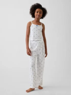 Çocuklar İçin Geri Dönüştürülmüş Pointelle Tank Pijama Seti