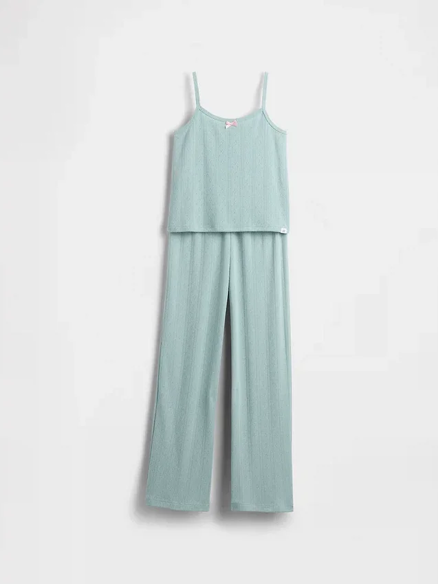 Çocuklar İçin Geri Dönüştürülmüş Pointelle Tank Pijama Seti