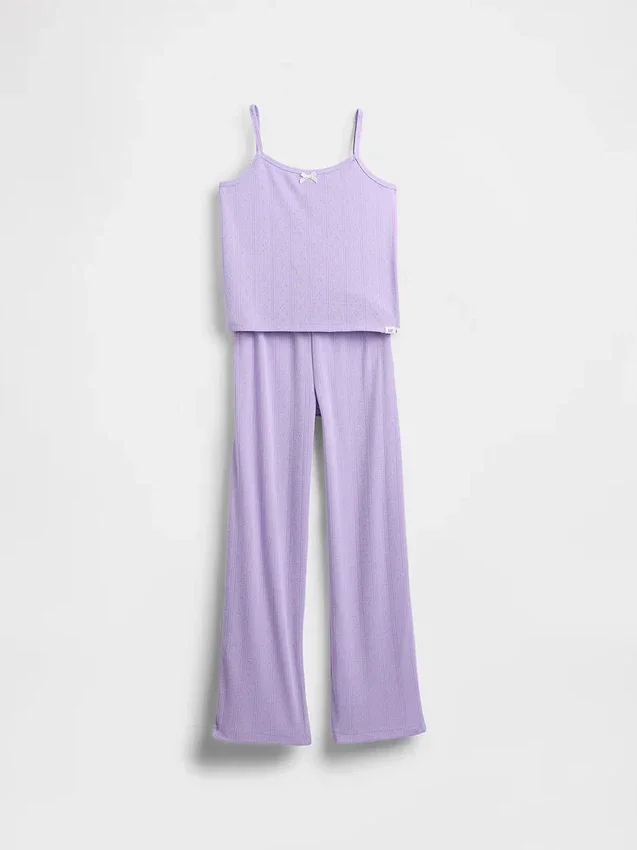 Çocuklar İçin Geri Dönüştürülmüş Pointelle Tank Pijama Seti