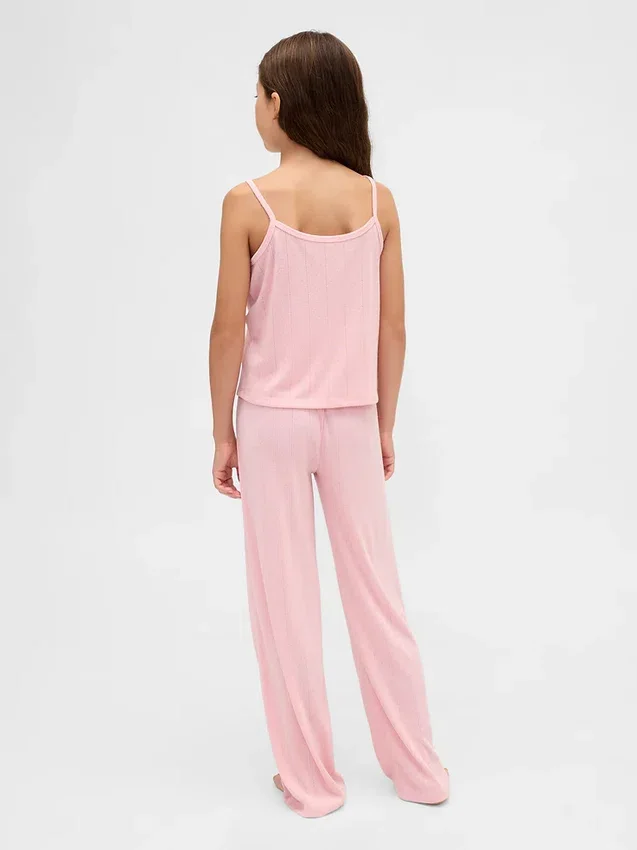 Çocuklar İçin Geri Dönüştürülmüş Pointelle Tank Pijama Seti