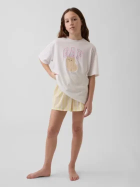 Çocuklar İçin Geri Dönüştürülmüş Poplin Pijama Şortları