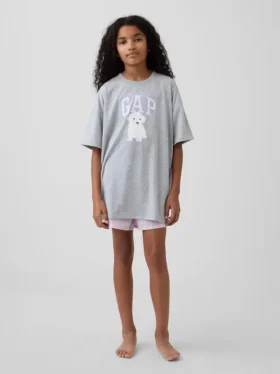 Çocuklar İçin Geri Dönüştürülmüş Poplin Pijama Şortları