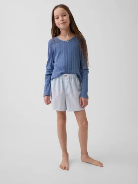 Çocuklar İçin Geri Dönüştürülmüş Poplin Pijama Şortları