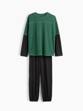 Çocuklar İçin Geri Dönüştürülmüş Renk Bloklu Pijama Seti