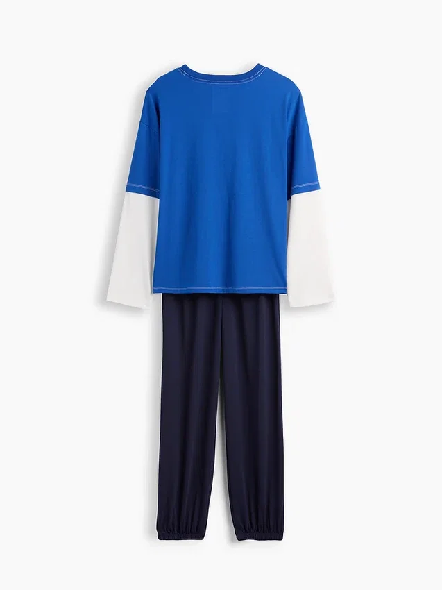 Çocuklar İçin Geri Dönüştürülmüş Renk Bloklu Pijama Seti