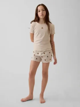 Çocuklar İçin Geri Dönüştürülmüş Ribana Brannan Bear Pijama Şortlar Seti