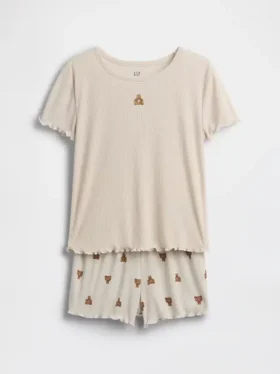 Çocuklar İçin Geri Dönüştürülmüş Ribana Brannan Bear Pijama Şortlar Seti