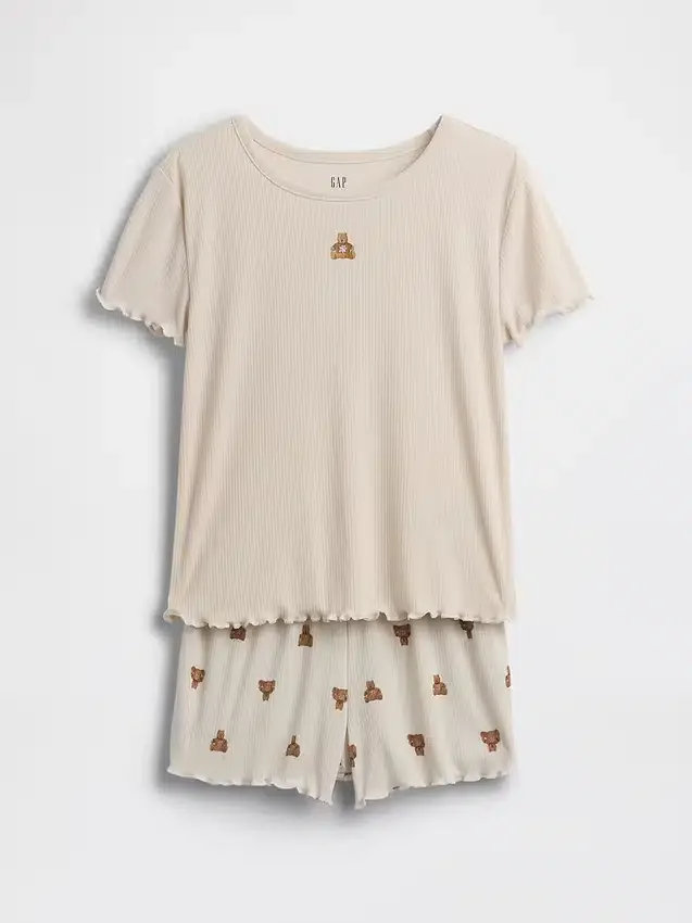 Çocuklar İçin Geri Dönüştürülmüş Ribana Brannan Bear Pijama Şortlar Seti
