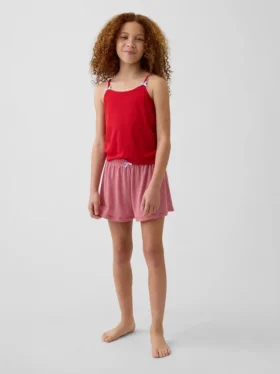 Çocuklar İçin Geri Dönüştürülmüş Ribana Pijama Şortu