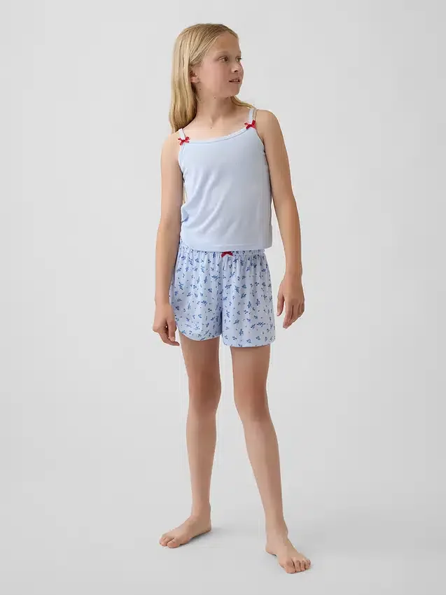Çocuklar İçin Geri Dönüştürülmüş Ribana Pijama Şortu