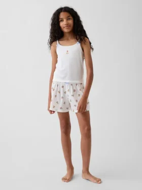 Çocuklar İçin Geri Dönüştürülmüş Ribana Pijama Şortu