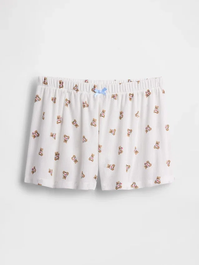 Çocuklar İçin Geri Dönüştürülmüş Ribana Pijama Şortu