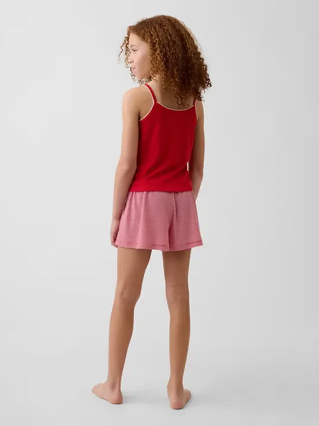 Çocuklar İçin Geri Dönüştürülmüş Ribana Pijama Şortu