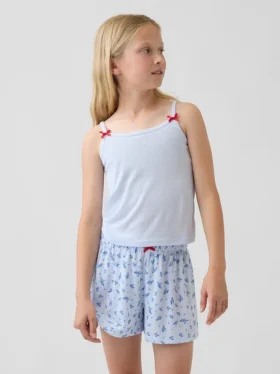 Çocuklar İçin Geri Dönüştürülmüş Ribana Pijama Tank Top