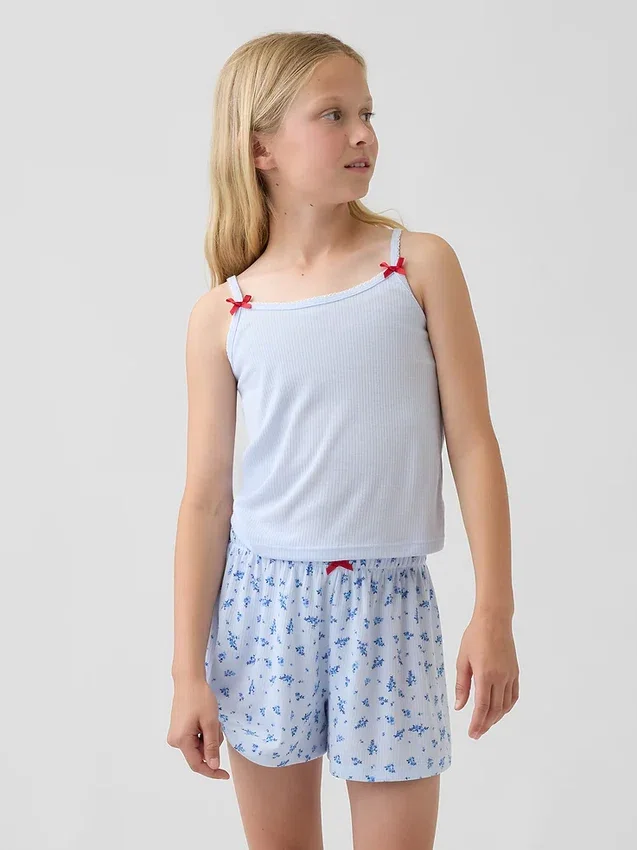 Çocuklar İçin Geri Dönüştürülmüş Ribana Pijama Tank Top