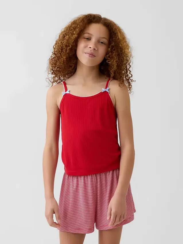 Çocuklar İçin Geri Dönüştürülmüş Ribana Pijama Tank Top
