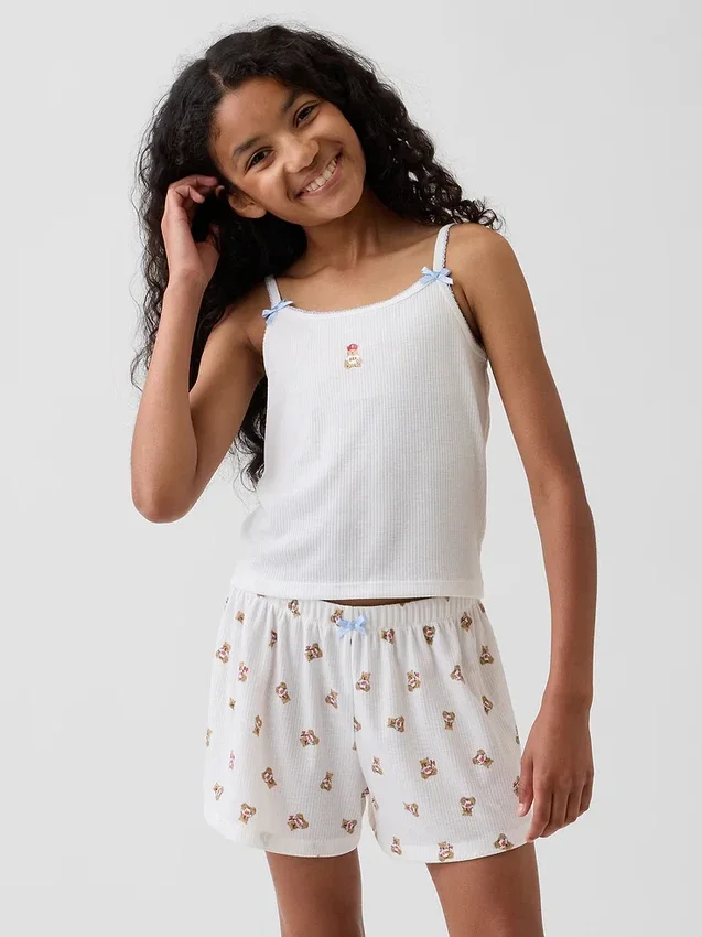 Çocuklar İçin Geri Dönüştürülmüş Ribana Pijama Tank Top