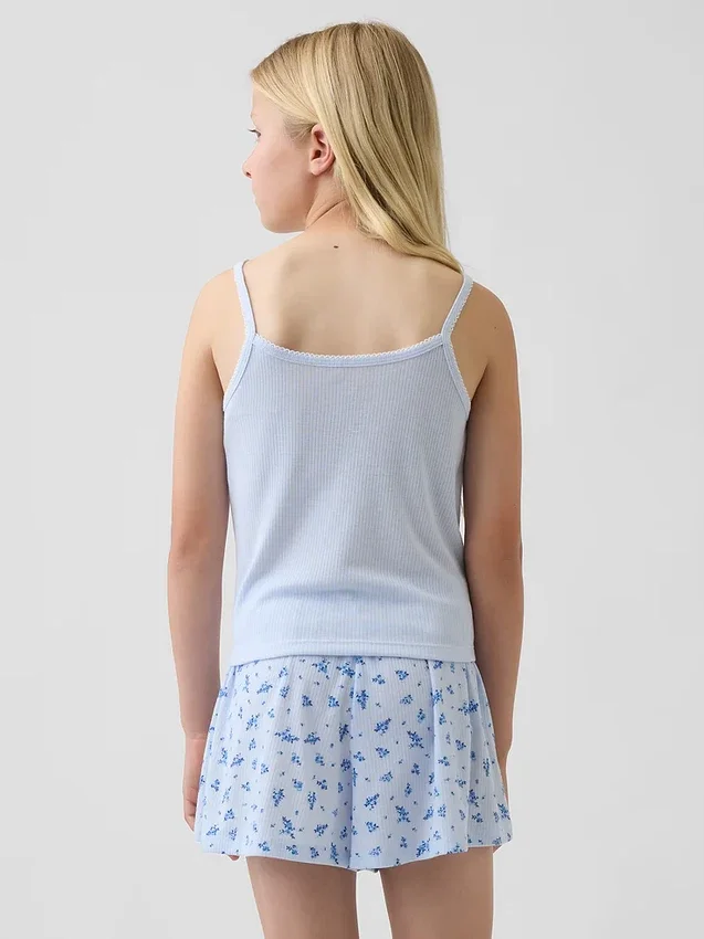 Çocuklar İçin Geri Dönüştürülmüş Ribana Pijama Tank Top