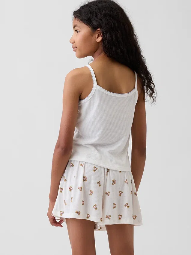 Çocuklar İçin Geri Dönüştürülmüş Ribana Pijama Tank Top