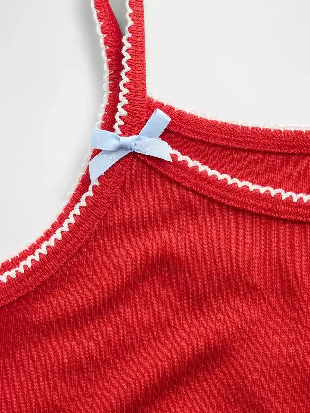 Çocuklar İçin Geri Dönüştürülmüş Ribana Pijama Tank Top