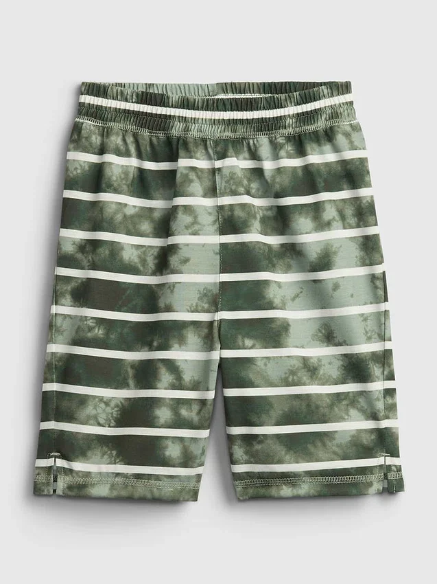 Çocuklar İçin Geri Dönüştürülmüş Tie-Dye Çizgili Pijama Şortu