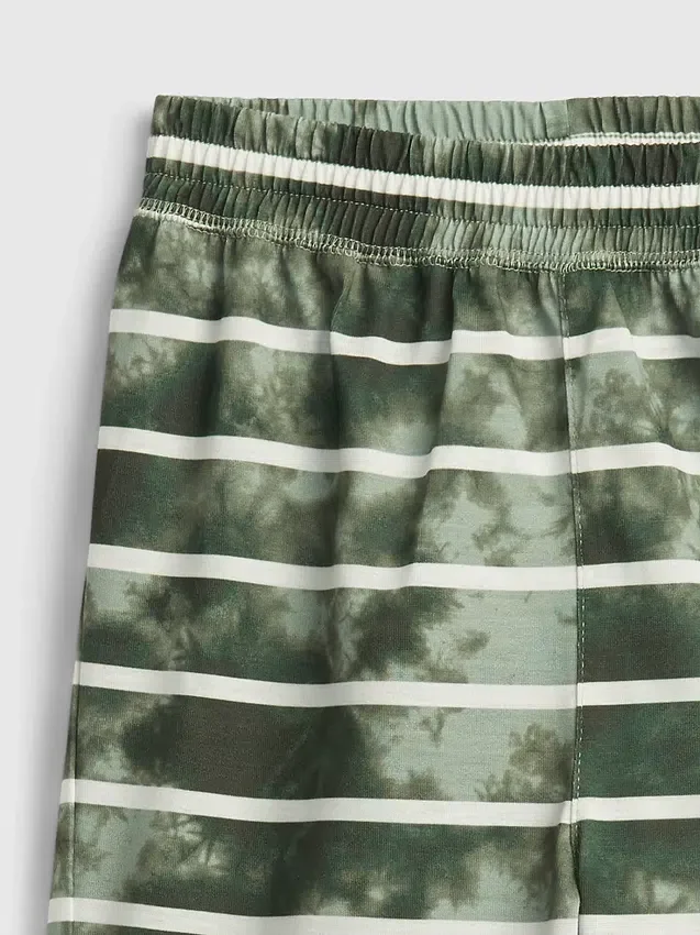Çocuklar İçin Geri Dönüştürülmüş Tie-Dye Çizgili Pijama Şortu
