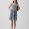 Çocuklar İçin Gingham Desenli Denim Elbise