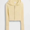 Çocuklar İçin Kablo Örgü Kazaklı Fermuarlı Kapüşonlu Sweatshirt
