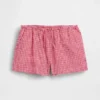 Çocuklar İçin Keten-Pamuklu Gingham Kolay Şortlar