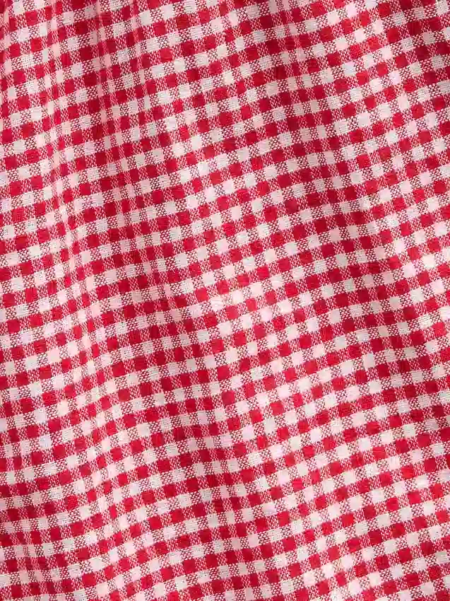 Çocuklar İçin Keten-Pamuklu Gingham Kolay Şortlar
